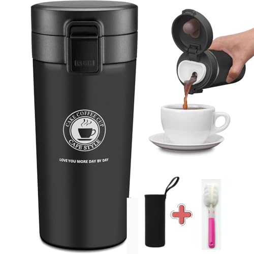 neKne Termo Café o Te - Taza Termo Cafe para Llevar, Vaso Termico con Mantenimiento de Frío y Calor 4-6 Hrs, Taza Térmica de Acero Inoxidable BPA Free, Vaso Café para Llevar