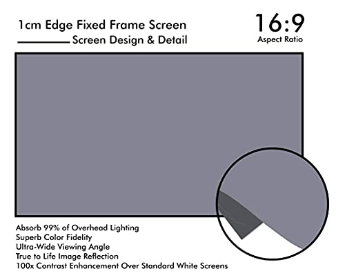 Image of BIG VUE 1 Cm Edge 84 Inches Fixed Frame Projector Screen 16:9 Diagonal Active 3D 4K Ultra Hd Projector Screen (84 Inch, Grey)
