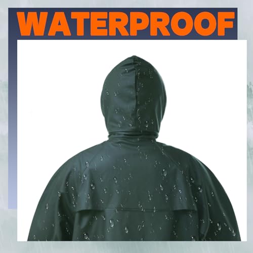 Rain Suits for Men Women Waterproof Heavy Duty Raincoat Fishing Rain Gear Jacket and Pants Hideaway Hood (Dark Green, Small) - Thumbnail 5