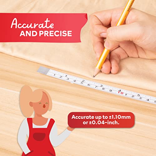 Xfasten Tape Measure With Adhesive Back, 0.5-Inch X 12-Feet (2-Pack) Left To Right Peel And Stick Measuring Ruler Tape For Workbench, Woodworking, Sewing; Sticky Self-Adhesive Metal Measuring Tape #TOP2