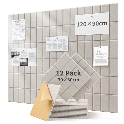 Soundsbay Tablón de anuncios de fieltro grande, autoadhesivo, 120 x 90 cm, decorativo de fieltro, 0,9 cm de grosor, moderno y libre de empalmar, para la decoración de la pared en oficinas, escuelas y