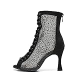❤️Material exterior: combina el cordón de malla de doble capa con cuero de gamuza para que los zapatos sean más sexys y de moda.Diseño de cierre con cordones y cremallera, el método de cierre con cordones puede ajustar mejor la tensión y también envolver tus pies más íntimamente. La cremallera lo hace más conveniente para poner y quitar.