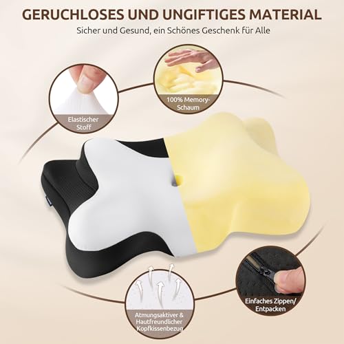 DONAMA Nackenkissen Kopfkissen Memory Foam Kissen,Schlafkissen für Seiten Rücken & Bauchschläfer