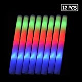 Lifbeier Glow Sticks Party Pack - 12 PCS LED Flashing Light Up Foam Sticks Ideal for Birthday Wedding Decorations