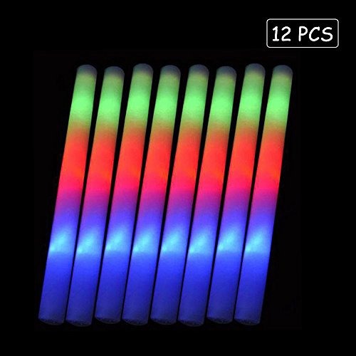 Lifbeier Glow Sticks Party Pack - 12 PCS LED Flashing Light Up Foam Sticks Ideal for Birthday Wedding Decorations ¡­