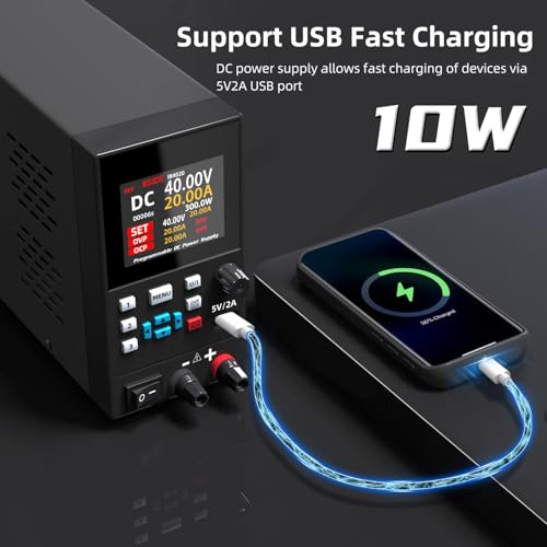 Image of BSIDE Programmable DC Power Supply 40V 20A Bench Power Supply Small Variable Lab Power Supply Adjustable Switching Regulated Wide Range Power Supply with Button and Knob Adjustment, Memory Function