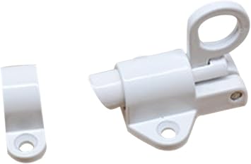 Slide Latch,Gate Bolt Lock,Bolt Sliding Door Lock, Aluminum Alloy Gate Window Security Pull Ring Spring Bounce Door Bolt Latch Lock Aluminum Latch Lock Black Grey ColWhite