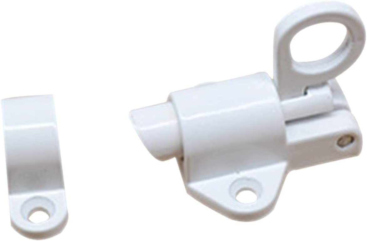 NVSFZGIYG Slide Latch,Gate Bolt Lock, Sliding Door, Aluminum Alloy Security Pull Ring Spring Bounce Window LockLatch (Color :(Blanc)