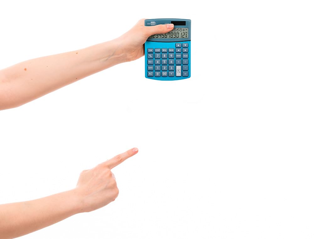 CALCULADORA LIDERPAPEL SOBREMESA XF28 12 DIGITOS Dos LINEAS Coste Venta MARGEN Y TASAS Solar Y Pilas Azul 155X115X25 MM