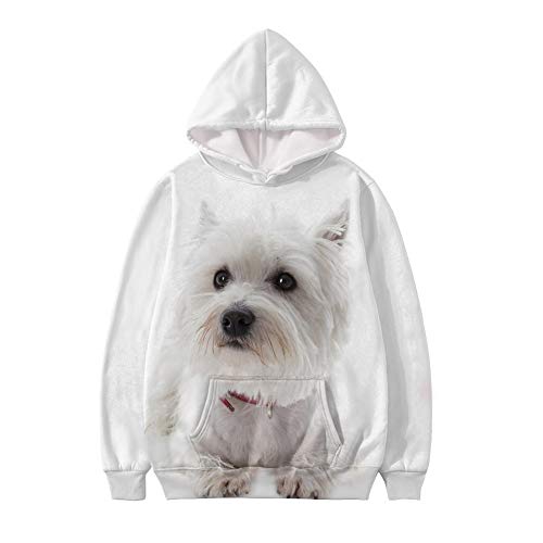 UOIMAG Damen-Kapuzen-Sweatshirt, warm, langärmelig, mit Tasche, lässiges Oberteil Gr. 4X-Large, Westie White Cover