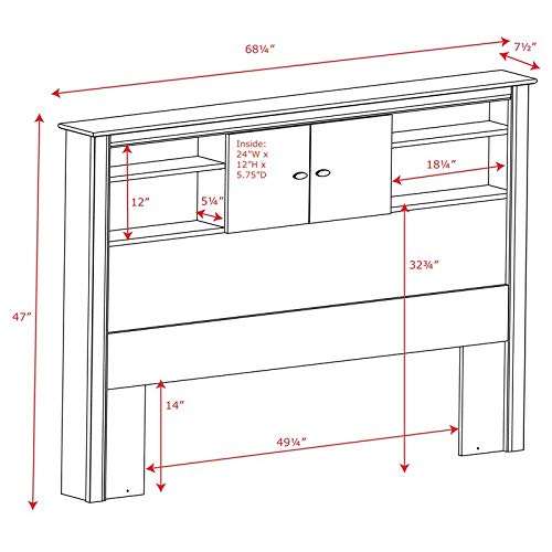 Pemberly Row Full Queen Size Wood Bookcase Bed Headboard And Cabinet Storage In Black Finish #TOP4