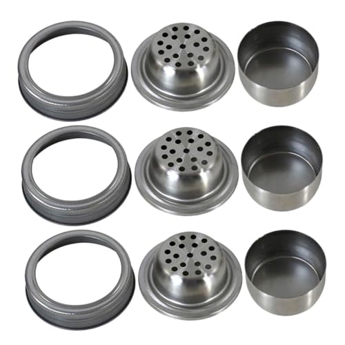 VERDANVERSE 3piezas Coctelera De Acero Inoxidable Diseño y Tapa para Frascos Estándar para Almacenar Especias y Azúcar Fiestas y Bares