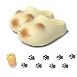 Générique Cat Paw Print Shoe, Cat Paws Footprints Plush Fleece Height Increase Slippers for Girls, Paw Fluffy EVA House Slippers (A,Us 5-6 (Insole L.230mm))