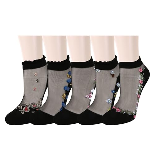 Image of Benefeet Sox Womens Sheer Socks Girls Lace Mesh Ankle Socks Transparent See Through Summer Sock Ultra Thin Nylon Short Sock