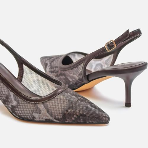Image of Mesh Kitten Heels for Women Slingback Design with Pointed Toe Breathable and Stylish Elegant Low Heel for Comfort