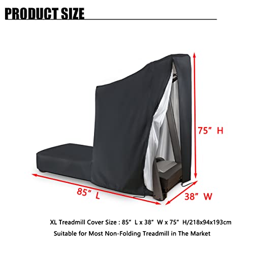 Pomer Treadmill Covers, Dustproof Waterproof Non-Folding Running Machine Protective Cover With Zipper - Ideal For Indoor Outdoor Home Treadmill Use (Size L: 85X38X75Inch) #TOP4