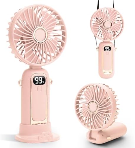 Mini Handheld Fan, Portable USB Fan, Foldable Small Desk Fan With Led Digital Display And 5 Speed Settings, Rechargeable Quiet Fan For Office Outdoor - View #6