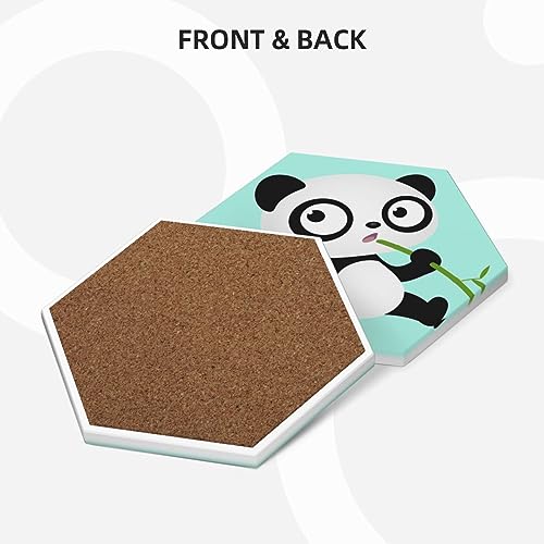 Dessous de verre panda en céramique absorbante avec support pour bureau