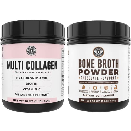 Left Coast Performance Chocolate Bone Broth and Multi Collagen Powder for Joint, Hair, Skin, and Nails Support