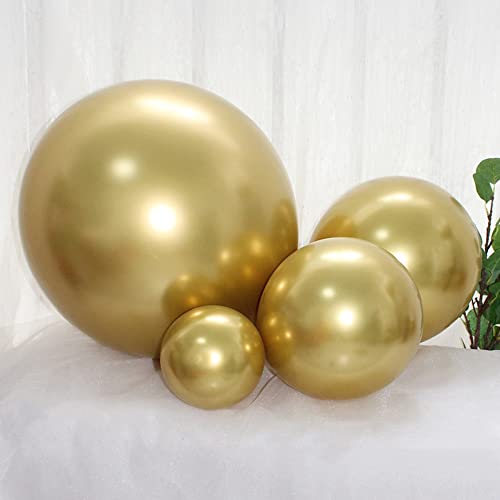 Image of 100pcs Metallic Gold Balloons Different Sizes 18 inch +12 inch +10 inch +5 inch Chrome Gold Balloon Gold Latex Balloons for Halloween Christmas Thanksgiving Birthday Party Graduation Baby Shower