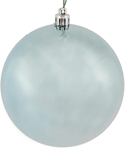 Vickerman Adorno de bola de Navidad irrompible con acabado brillante, sin costuras, resistente a los rayos UV con tapa perforada, 6 por bolsa, 4