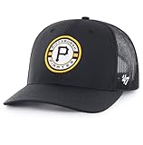 47 Brand MLB Unisex Baseball Team Color Primary Logo Berm Trucker Adjustable Mesh Snapback Hat Adult One Size Fits All - Pittsburgh Pirates - Black