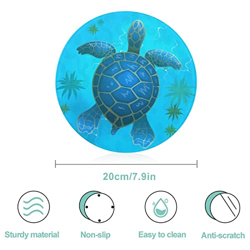 Planche à découper en verre tortue bleue de 20 cm résistante à la chaleur