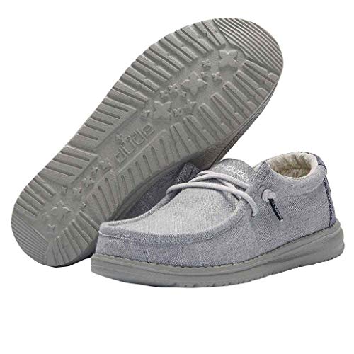 Hey Dude Boy's Wally Youth Steel Size 1 | Boy’s Shoes | Boy's Lace Up Loafers | Comfortable & Light-Weight #TOP3