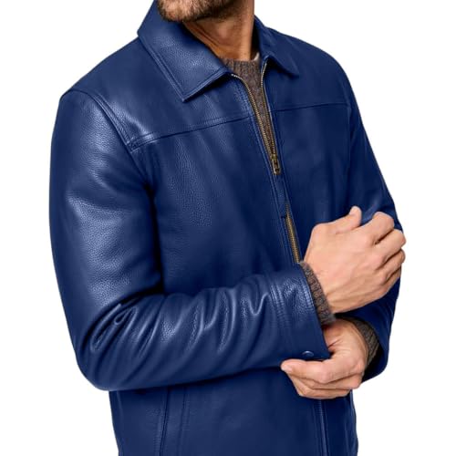 Image of Isaac & David Chicago Men's New Black /Brown Lambskin Leather Classic Open Bottom Jacket Motorcycle Vintage Racing Jacket