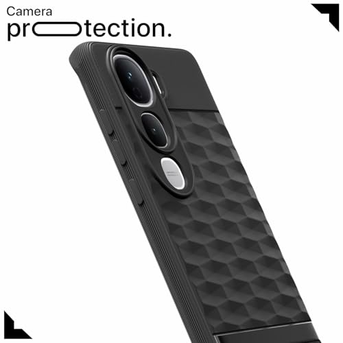 Image of Pikkme Back Cover for Vivo Y400 Pro 5G Soft Grip 3D Hexa Cube Texture Silicone Bumper Case (Black)