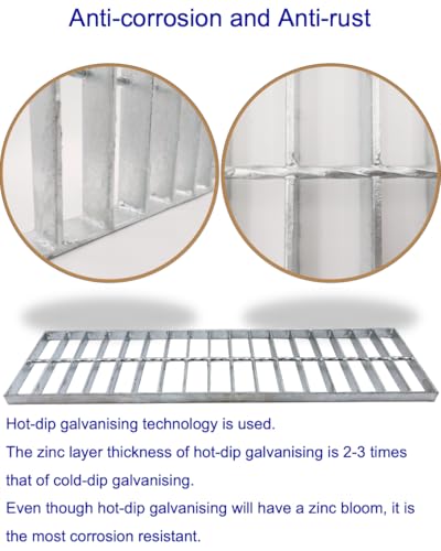 Image of Galvanized Steel Drain Grate, Driveway Channel Cover 24x5 in 2pk