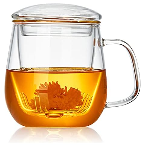 DOPUDO PAVILION Glass Tea Cup with Infuser and Lid Cover