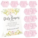 Sparkle and Bash Baby Shower Games Dirty Diaper Activity - 12 Pink Felt Minis & 8.5 x 11-Inch Instruction Card - Diapers for Baby Shower Game