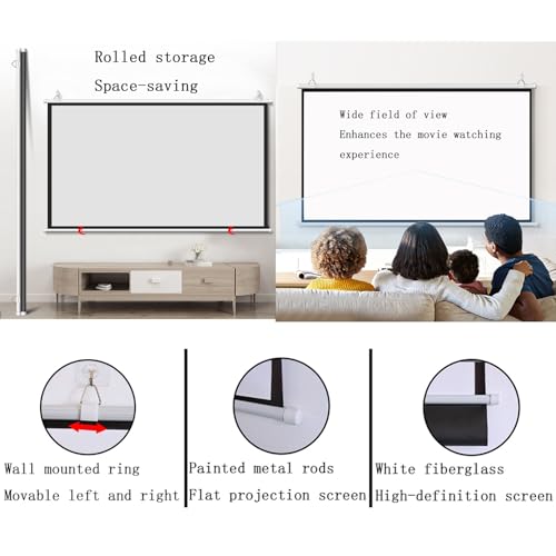 Pantalla de proyector manual 72 pulgadas 16:9 blanca miniatura 4
