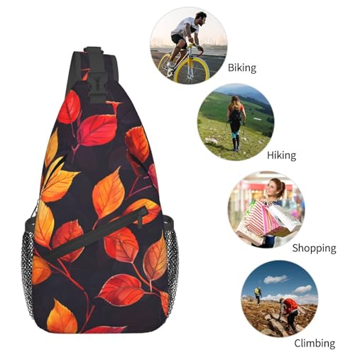 Bolso cruzado con estampado hojas otoñales para mujer y hombre miniatura 6