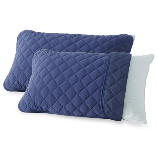 クモリ(Kumori) 枕パッド 極冷感 2枚セット 43×63cm リバーシブル 「POLAR COOL」 まくらパッド 夏 接触冷感 吸汗速乾 ピローパッド ひんやり さらふわ 蒸れにくい 柔らかい 通気性がいい サラサラ 3シーズン使える 洗える ネイビーの商品画像（Amazon）