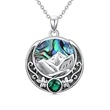 LONAGO Berg Halskette 925er Sterlingsilber Vintage Berg mit Abalone Muschel Anhänger Halskette für Damen