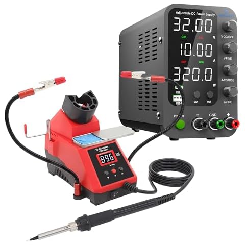 Jesverty DC Power Supply Variable + 60W Digital Display Soldering Iron Station Kit Cover