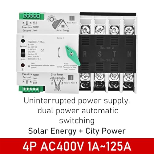 Interrupteur ATS double alimentation automatique 4P 125A circuit onduleur AC DC - 4