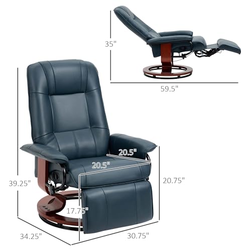 Sillón manual plegable de cuero sintético azul miniatura 2