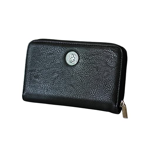 Cash Budgeting Wallet (Black Matte), Zip Around, Accordion File System, Wristlet Strap, Women's Wallet