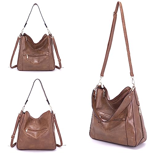 Image of Qiyuer 13 inch Women Spacious Soft PU Handbag Hobo Bag Purse Wallet Set 4pcs | Large, Dual-use Crossbody & Shoulder Bag, Multi-pocket, Divided Compartments, Fits Tablet, Versatile for Daily & Work