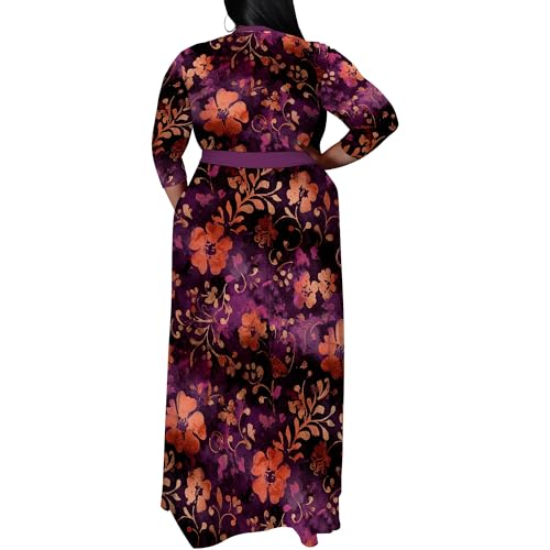 Image of SUZONANA Women's Plus Size Maxi Dresses Casual Loose Short Sleeve Long Maxi Dress with Belt Wedding