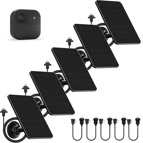 Rhorawill 5 Pack Solar Panel for Blink Outdoor 2K+/4(4th Gen)/Outdoor(3rd Gen) XT3 and XT2/XT Camera(Not Included)/Blink Outdoor Camera Solar Panel with Mount 13.1ft Cable Rubber Plug