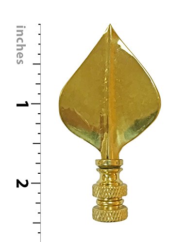 Image of Royal Designs Spade Leaf 2.5 inch Lamp Finial for Lamp Shade, Polished Brass - Set of 2