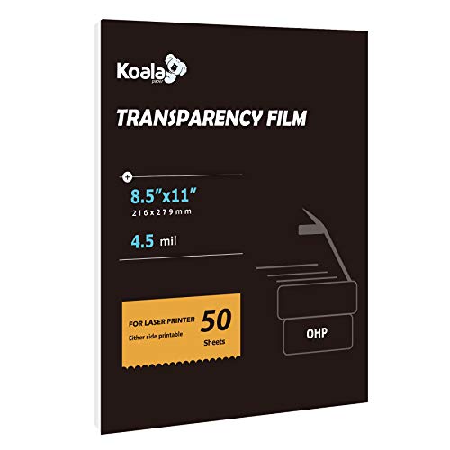 Koala Laser Transparency Film 8.5 x 11 Inches, 50 Sheets - 100% Clear...