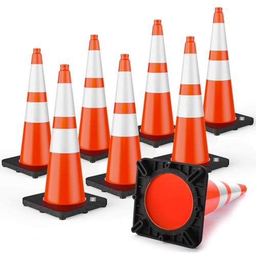 BATTIFE-28-Inch-Traffic-Safety-Cones-Orange-with-Weighted-Base-8-Pcs-55LB BATTIFE 28 Inch Traffic Safety Cones Orange with Weighted Base 8 Pcs 5.5LB - Image 1