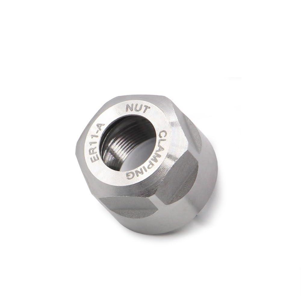 1pc ER11-A Chuck Collet Nut - CNC Clamping Nut for Engraving Machines, Compact Devise, Black/Silver Finish(Silver)