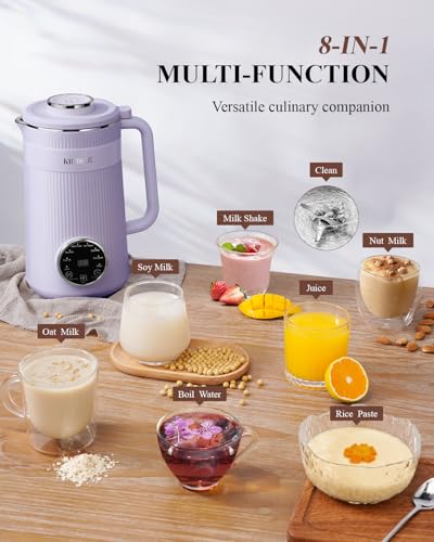Image of KIDISLE 8 in 1 Nut Milk Maker Blender, 32oz Homemade Soy, Almond, Oat, Coconut, Plant Based Milks and Non Dairy Beverages, Automatic Soybean Milk Machine with Delay Start /Keep Warm /Boil Water, Purple