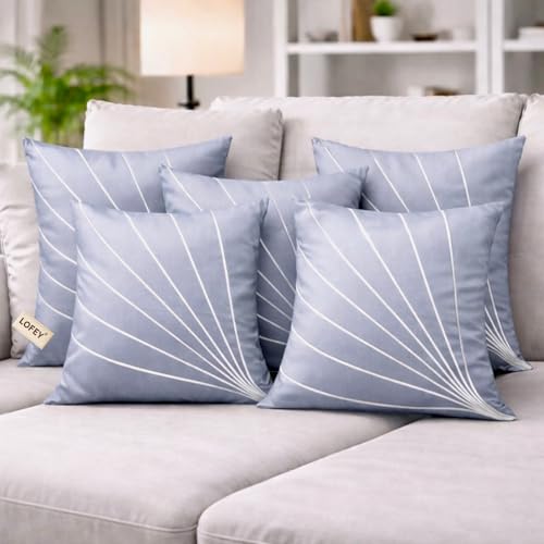 Image of LOFEY Dupion Silk Cushion Cover, 16 x 16 Inch (40 x 40 cm), Decorative Sofa Pillow Cover, Zipper Closure (Pack of 2, Silver)